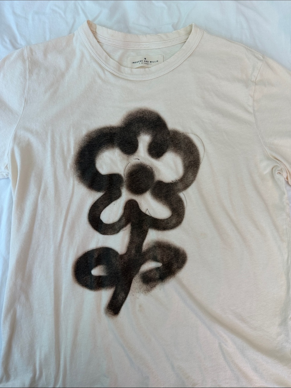 imogene + willie Cream Tee with Black Spray-Flower Graphic